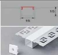 Perfil de LED Oculto Embutir no frame sem borda Alumínio Branco 15x15 2 metros