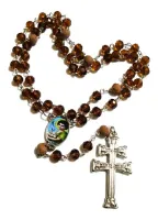 Terço São João Batista Cristal marrom 8mm  - Foto 3