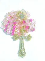 Terço De Noivas Imaculado Coração Maria Cristal Rosa Dourado