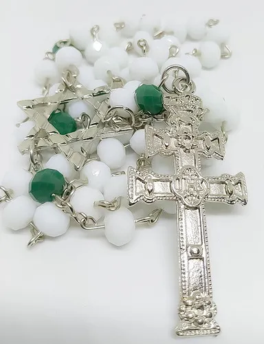 Terço De Cristal Santo Daime Com Estrela Santo Cruzeiro branco verde