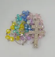 Terço Nossa Senhora colorida  Cristal 8mm