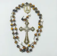 Terço Nossa Senhora Aparecida em Olho De Tigre e Quartzo 8mm - Foto 4