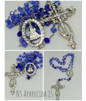 Terço Nossa Senhora Aparecida Cristal Cruz Noiva Strass