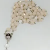 Terço Cristal Raimundo Irineu Serra  rosa e branco