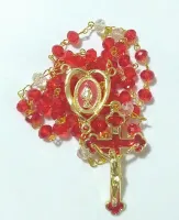 Terço Nossa Senhora Das Graças Cristal Cruz Resinada Dourada