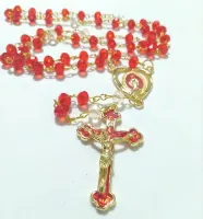 Terço Nossa Senhora Das Graças Cristal Cruz Resinada Dourada - Foto 2