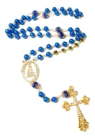 Terço Nome Personalizado Dourado Pérola Azul Ate 5 Nomes - Foto 2