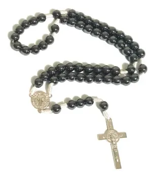Terço São Bento Em Hematita 6mm