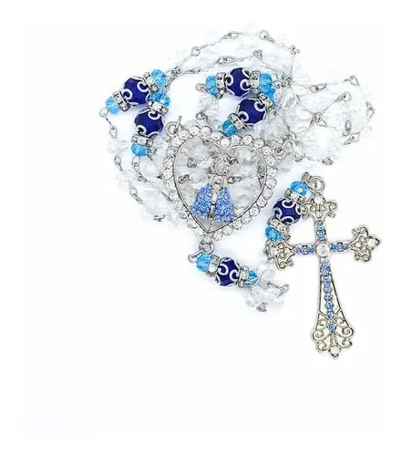 Terço Nossa Senhora Aparecida Em Cristal 8mm Estilo Noiva