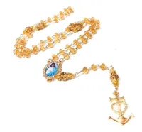 Terço Santa Sara Kali em Cristais 8mm dourado - Foto 2