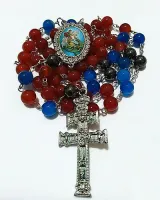 Terço São Jorge Em Hematita, Ágata Azul E Ágata De Fogo 8mm - Foto 3