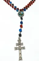 Terço São Jorge Em Hematita, Ágata Azul E Ágata De Fogo 8mm - Foto 5