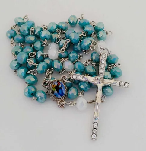 Terço São Gabriel Cristal 8mm  Imagem