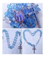 Terço Nossa Senhora Das Graças Cristal azul 8mm - Foto 4
