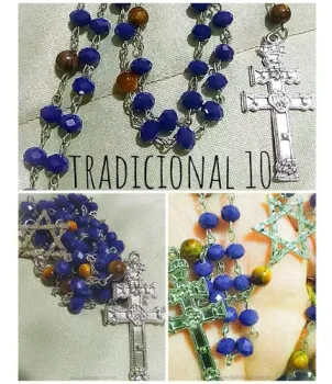 Terço Santo Daime Cristal Olho De Tigre + Estrela + Cruzeiro