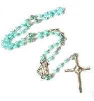 Terço Com Até 5 Nomes Aparecida Em Pérolas Rosas 8mm - Foto 2