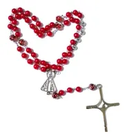 Terço Com Até 5 Nomes Aparecida Em Pérolas Rosas 8mm - Foto 4