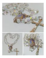 Terço São João Batista Cristal 8mm Cruz Strass Theco  - Foto 4