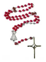 Terço Com Nome Personalizado Aparecida  Pérola Vermelha 8mm - Foto 2