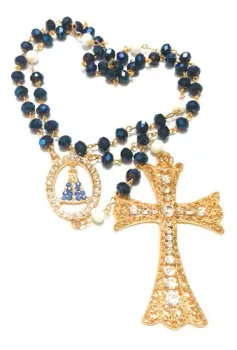 Terço Nossa Senhora Aparecida  - Cristal 8mm  dourado - Foto 2