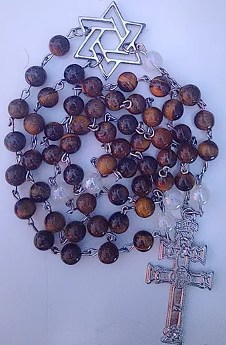 Terço Santo Daime  Pedra Olho De Tigre 8mm Estrela Cruzeiro 