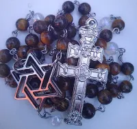 Terço Santo Daime  Pedra Olho De Tigre 8mm Estrela Cruzeiro  - Foto 2