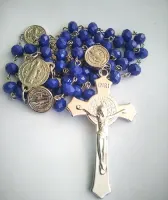 Terço De São Bento Cristal 8mm Com Medalhas E Cruz São Bento