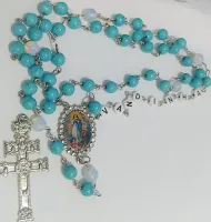 Terço Personalizado Com Nome Imaculada Conceição Turquesa - Foto 3