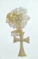 Terço Nossa Senhora Aparecida 10mm Dourado Cravejado estilo Noiva - Foto 3