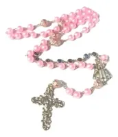 Terço Com Nome Personalizado Em Pérolas Aparecida Rosa