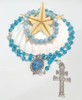 Terço Iemanjá Cristal 8mm Entremeio Strass e Cruzeiro - Foto 3