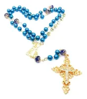 Terço Azul Personalizado Com Nome Em Dourado De Aparecida - Foto 3