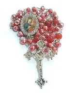 Terço  Nossa Senhora Do Perpetuo Socorro Cristal E Ágata 8mm