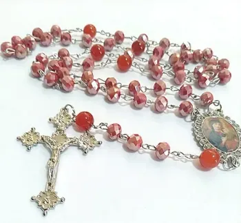 Terço  Nossa Senhora Do Perpetuo Socorro Cristal E Ágata 8mm - Foto 2