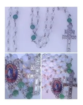 Terço Virgem Da Conceição  Pedra Da Lua  Strass Thecos - Foto 2