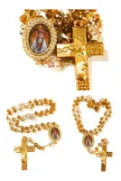 Terço Nossa Senhora De Nazaré Dourado Cristais Premium Noiva - Foto 3