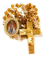 Terço Nossa Senhora De Nazaré Dourado Cristais Premium Noiva - Foto 4
