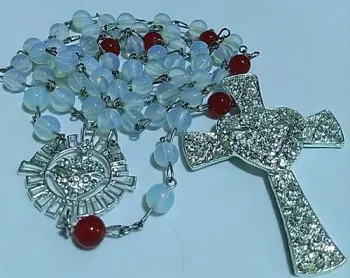 Terço Sagrado Coração Cruz E Entremeio Strass Thecos - Noiva - Foto 2
