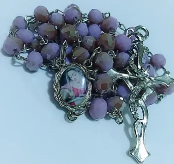 Terço Madona Nossa Senhora Cristal Boreal 8mm - Colar - Foto 2