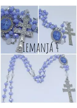 Terço Iemanjá - Azul Leitoso Entremeio Strass E Cruzeiro - Foto 2