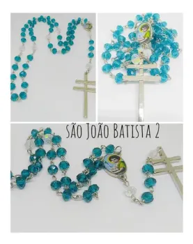 Terço São João Batista Em Cristal Boreal 8mm - Colar - Foto 2