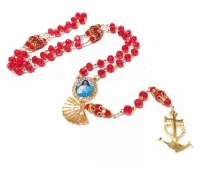 Terço Santa Sara Kali - Cristais 8mm Vermelho/dourado - Foto 2