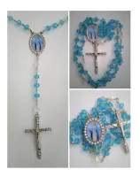 Terço Cristal 8mm Boreal Azul- Nossa Senhora Das Graças 