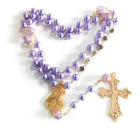 Terço  Aparecida Pérolas Lilas Personalizado Com Nome - Foto 3