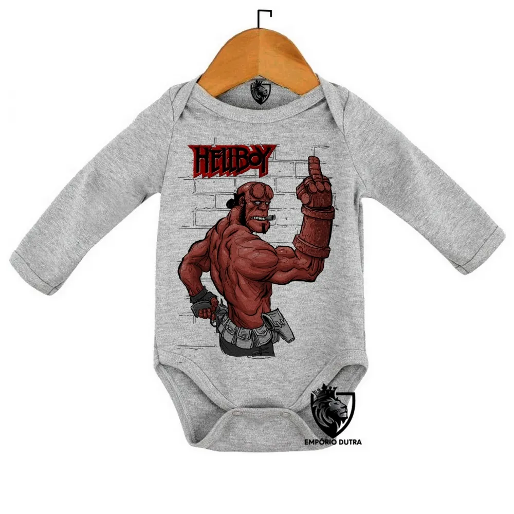 Body Bebê Infantil Hellboy dedo do meio parede