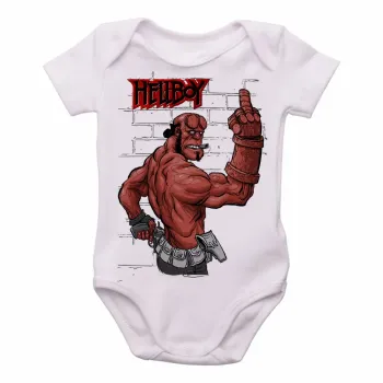 Body Bebê Infantil Hellboy dedo do meio parede - Foto 2