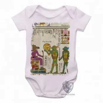 Body Bebê Infantil hieróglifos Tartarugas Ninjas - Foto 2