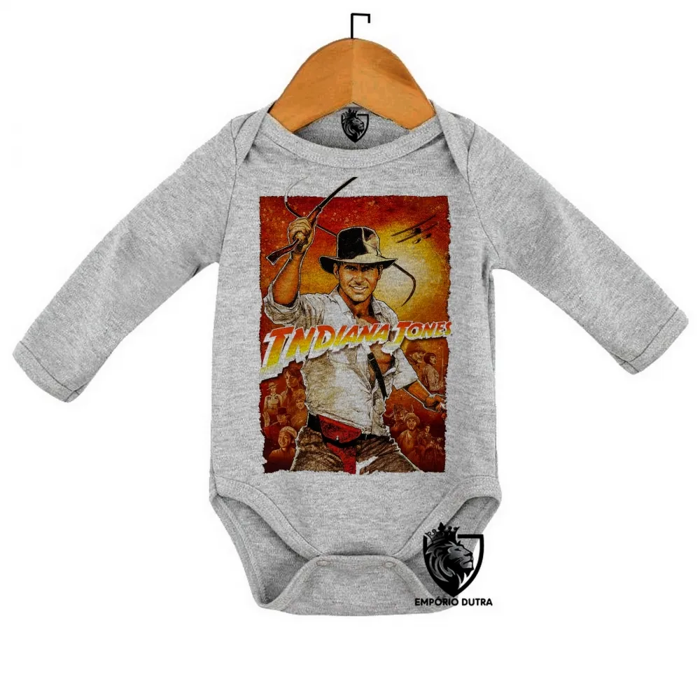 Body Bebê Infantil Indiana Jones chicote