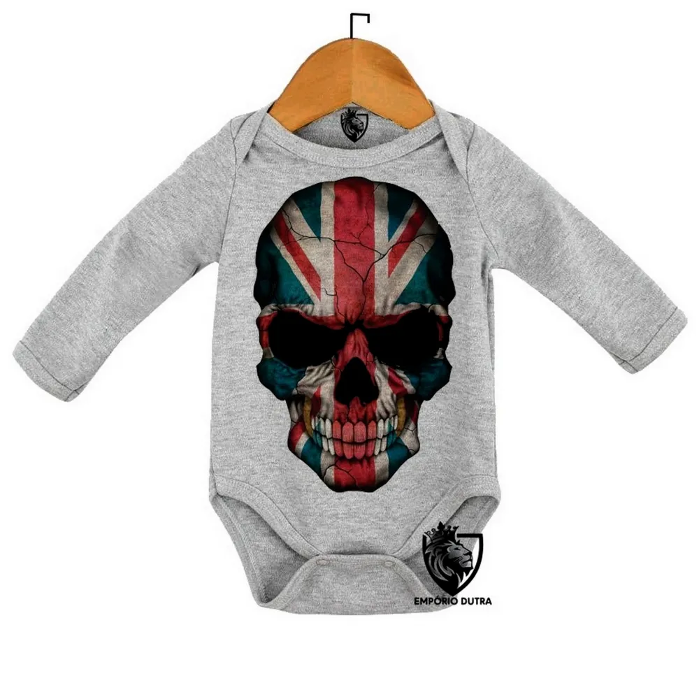 Body Bebê Infantil justiceiro caveira inglaterra bandeira Imagem