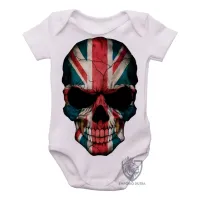 Body Bebê Infantil justiceiro caveira inglaterra bandeira - Foto 2